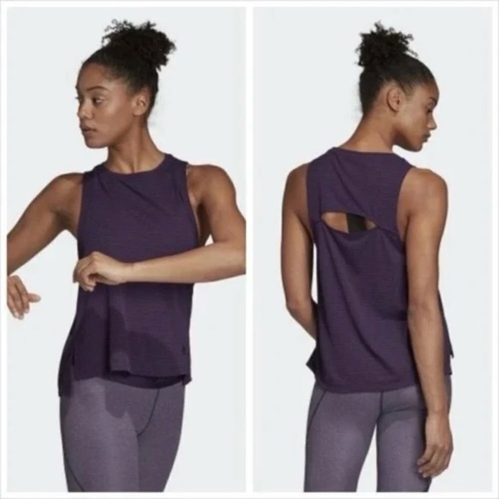 Adidas Chill Tank Purple Tank Scoop Neck Athletic Fit Sleeveless Stretch Size L
